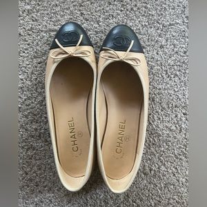 Chanel Lambskin Ballet Flats Captoe Nude